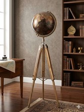 Big Floor World Globe on Adjustable Wooden Tripod Stand 12″ Atlas Decor gift picture