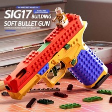 Building Block Pistol Shell Ejecting Continuous Firing Soft Bullet Toy Gun Gift picture