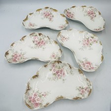 5 Charles field Haviland Limoges GDA crescent Bone Dish Gold Pink Flowers  picture