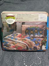 1988 Vintage The Bibb Company Teenage Mutant Ninja 3 Piece Twin Sheet Set picture