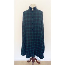 Vintage Pleasant Company Women's Plaid Cape Wool Blue Green Size XL picture