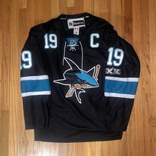 Joe Thornton #19 San Jose Sharks Hockey Jersey Sweater Reebok Size 54 Black XL picture
