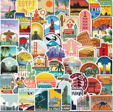 50pcs Global Travel City & Landscape Stickers Travel Theme Notebook Laptop Phone picture
