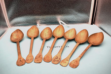 7 Antique French brass  spoons, 1800-1910, maker's mark picture