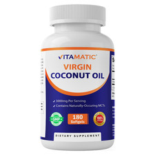 Vitamatic Virgin Coconut Oil Softgels, 3000 mg Per Serving, 60 Servings, 180 Cou picture