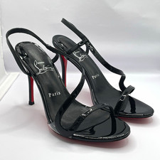 Louboutin Rosa Z Black Patent Leather Strappy Open Toe Heels US 8 NEVER WORN picture
