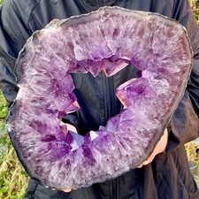 10.8LB Natural Amethyst Cave Crystal Slice Crescent shaped Hand Cut Repai picture