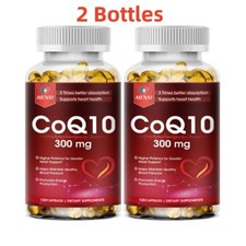 2 Packs CoQ-10 300mg-120 Softgels Coq10 Co Q10 Coenzyme Heart Support NON GMO picture