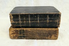 Antique 1837 Bible and 1805 Hymnal leather bound picture