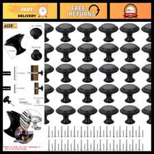 30 PCS Black Zinc Cabinet Knobs, 30mm Round Drawer Pulls, Metal Furniture Handle picture
