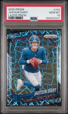 Psa 10 2025 Panini Prizm - Rookies Jaxson Dart #332 Lazer Prizm (RC) QTY NYG picture