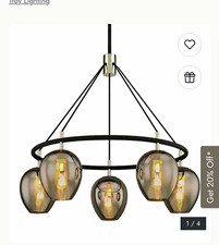 Troy Lighting Iliad 5-Light Pendant Carbide Black/Polished Nickel Smoke Glass picture
