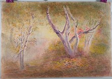 Antique Unsigned Watercolor Painting of Birch Trees by John Mansfield Listed picture