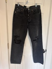 NWT Agolde “90s Jean” Mid Rise Loose Fit Distressed Jeans Size 28 picture