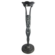 Antique Frankart Art Deco Nude Nymph Smoking Stand Floor Ashtray Spelter Metal picture