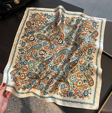 100% Mulberry Silk Bandanna petal Print Scarf Women Neckerchief Wrap 53X53cm new picture