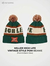 Miller High Life Beer Vintage-Style Pom Beanie Hat Green American Needle 2024 picture