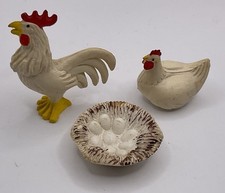 Vintage Germany Rubber Rooster Hen Chicken  Egg Nest Mini 1
