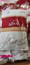 Hanes Alive 111800 Full Support Knee Highs 3-Pack Jet Black OSFM NEW picture