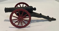 Vtg. Cast Iron Field Cannon 10-1/2”L w/6” Barrel + Red Spoke Wheels VG+ Cond . picture