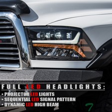 Topline For 2009-2018 Dodge Ram Full LED Sequential Projector Headlights - Black picture