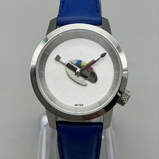 Akteo Womens Watch 29mm Art Palette Dial Blue Leather Strap France New Battery picture