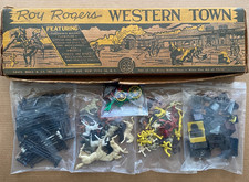 Vintage Marx Roy Rogers Western Town No. 4258 Playset Parts Figures Lot w/ Box picture