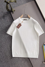Loro Piana Men's Classic White Casual Short-Sleeve Crew Neck Knit T-Shirt New picture