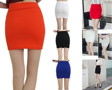 Women's Lady Basic Mid Waist Pencil Mini Pleated Skirt Stretch Office Bodycon picture