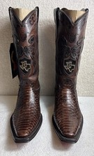Texas Country Platino Python Brown Leather boots Men Size 7 picture