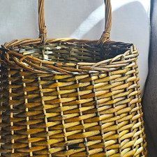 Ashland Large Round Wicker Hanging Basket Brown w/ Handles 10 in Diameter picture