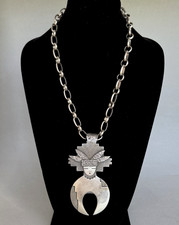 Vintage Hugh Sterling  Silver Pendant Necklace Large Chain Signed picture