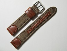 18mm Hadley-Roma MS868 Mens Brown Canvas and Leather Watch Band Strap picture