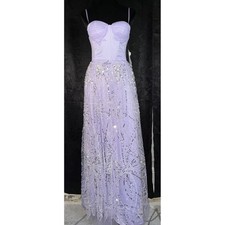 NWT Violet Weekend Lilac Beaded Sequin Formal Maxi Dress Size 3/4 MSRP $229 picture