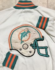 Vintage 1986 Miami Dolphins Embroidered Jacket Artex By Jostens MED Snap Front picture