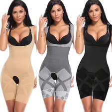 Women's Smooth Compression Shapewear Mid Thigh Slimmer Crotchless Bodysuit picture