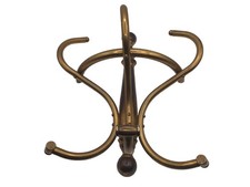 Vtg Art Nouveau Solid Brass Barbershop Wall Mounted Hat Coat Rack Thonet Style picture
