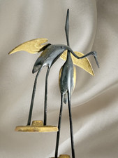 2 Brass Cranes  Vintage Mid Century Modern Birds Figurines picture