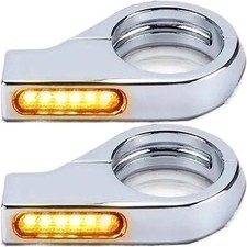 2 PCS Motorcycle Fork Mounted LED Turn Signals 39-41mm For Cruiser, Street Bike picture
