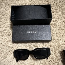 PRADA Prada Milano Rectangle Sunglasses Black Frame Black Tinted picture