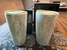 NIB Starbucks Limited Edition 50th Anniversary Box Siren Ceramic 12oz Tumbler X2 picture