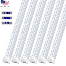 6Pack 8FT 120W LED Tube Light T8 LED Shop Light Fixtures 6000K Garage Bulb Light picture