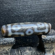 Ancient Tibetan 9 Eye Dzi Bead Old Agate Amulet Pendant 13×53mm #6366 picture