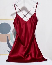 Women's 100% Pure Mulberry Silk Chemise Slip Sexy Silk Sleepwear Dress only new picture