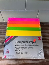 Vintage Z-International Neon Computer Paper 9.5