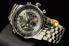 Invicta Men's AVIATOR Chronograph Quartz Gray Dial Silver Tone SS Watch 50mm picture