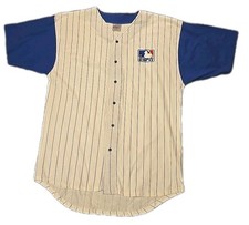 VTG ESPN Baseball Jersey Pinstripe Button Up Mens XL Sewn Stitched 90s Sports picture