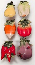 Vintage Ceramic Vegetable Fruit Wall Hanging Plaques Set of 6 Kitchen Decor picture