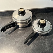 5 Piece Set Kitchen Craft West Bend Stainless Steel W/LID/Steam USA Cookware Pan picture