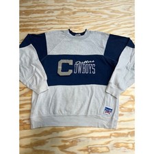 Vintage Nutmeg Mills Dallas Cowboys Sweatshirt Navy Grey Embroidered Large USA picture